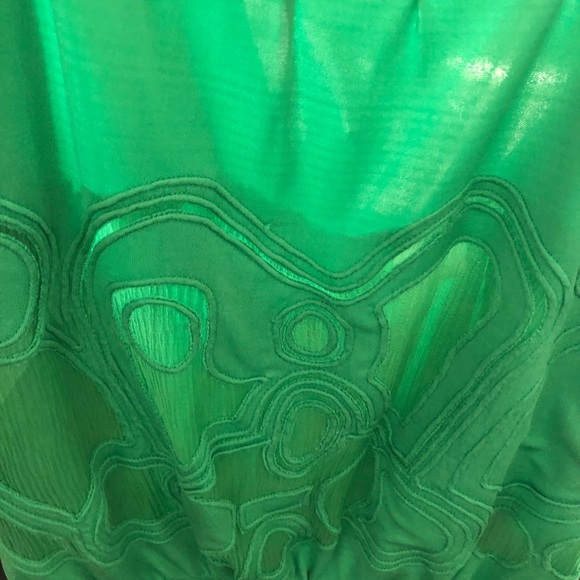 MARCIANO “Silk - Sheer- Crochet” 🟢Emerald Green Tank Top - Picture 6 of 12
